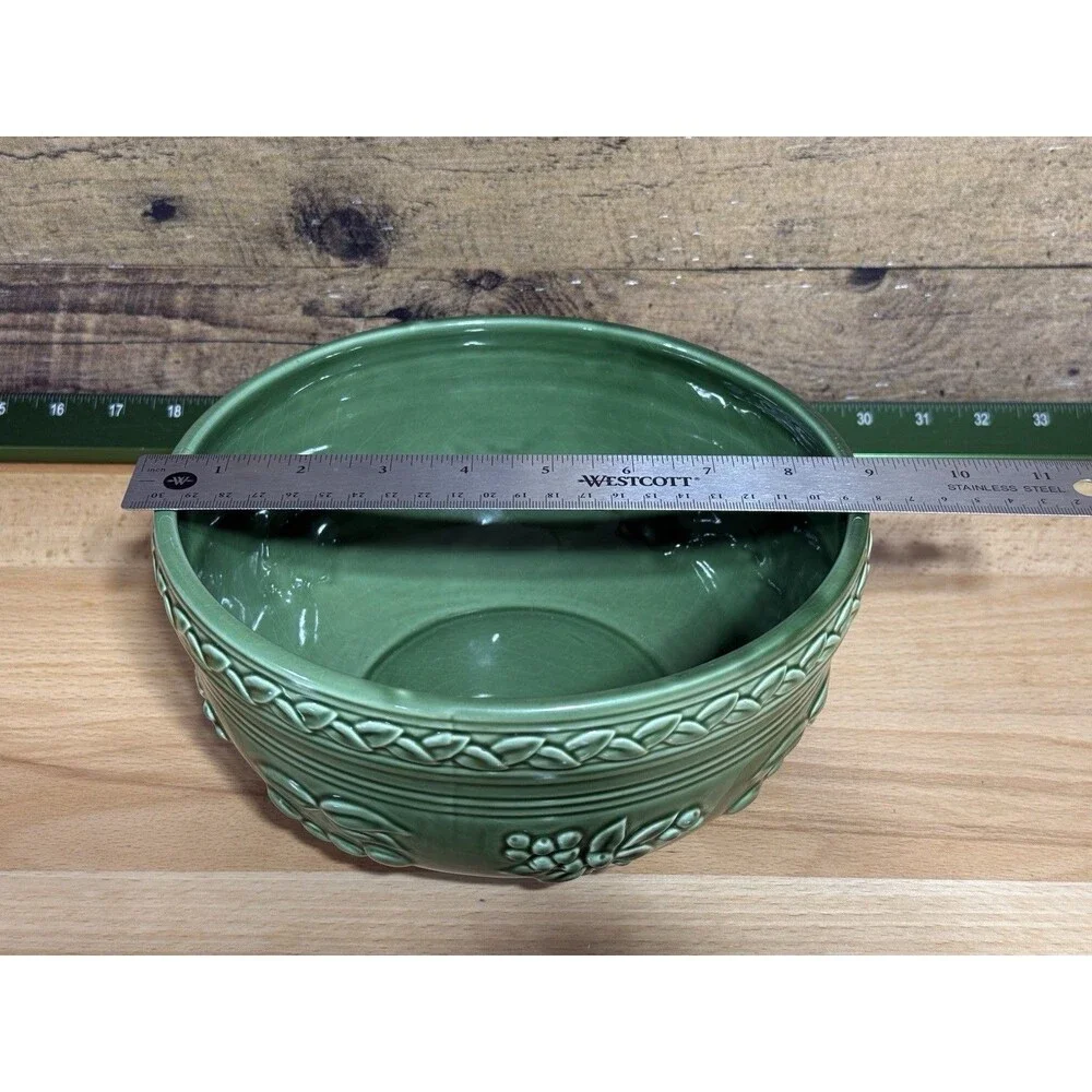 🔥Tender Heart Treasures 8.5” Forest Green Round Pottery Baking/Serving Bowl